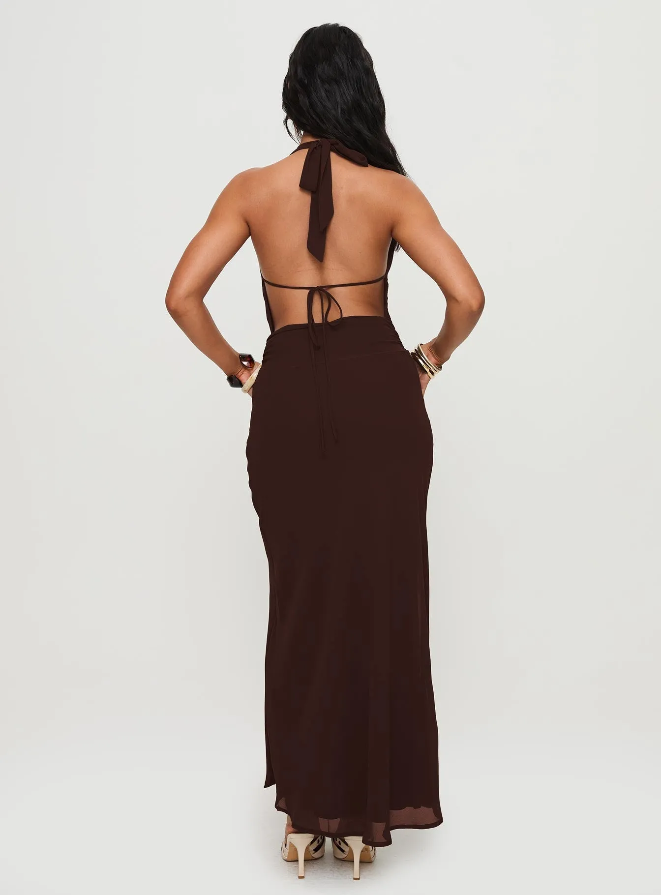 Alejandria Cowl Neck Maxi Dress Chocolate