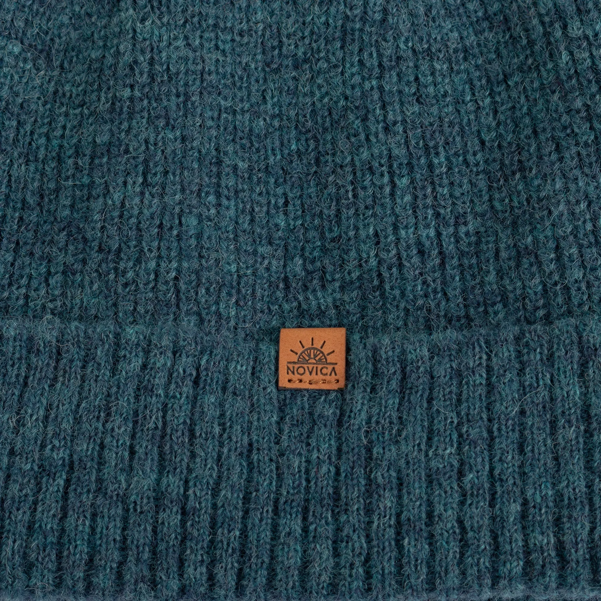 Alpaca and Wool Blend Knit Beanie Hat in Peacock Teal - Peacock Age | NOVICA