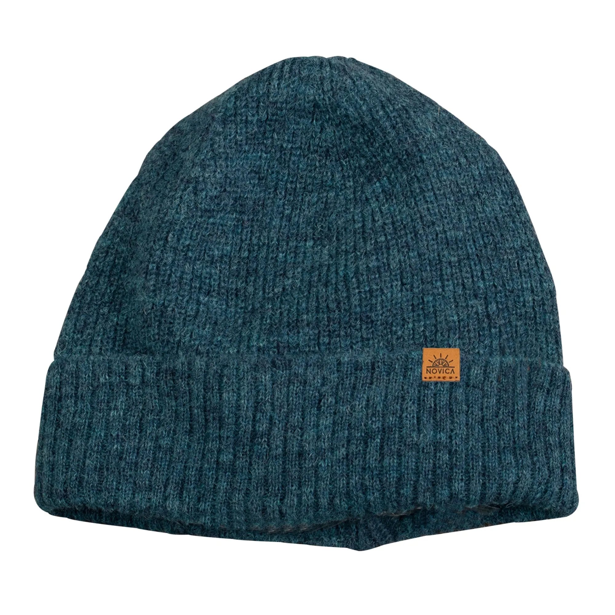 Alpaca and Wool Blend Knit Beanie Hat in Peacock Teal - Peacock Age | NOVICA