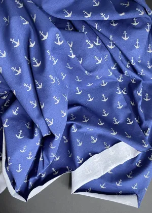 Anchors Away! Dark Blue. Cotton Jersey Fabric