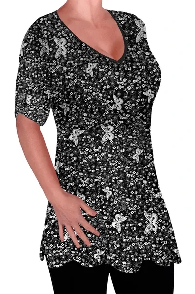 Aspen V Neck Plus Size Flared Tunic Top