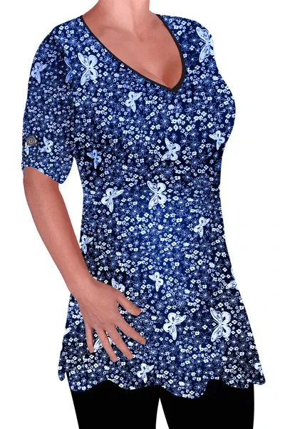 Aspen V Neck Plus Size Flared Tunic Top