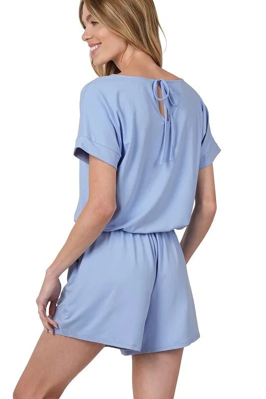 Brushed DTY Romper with Pockets