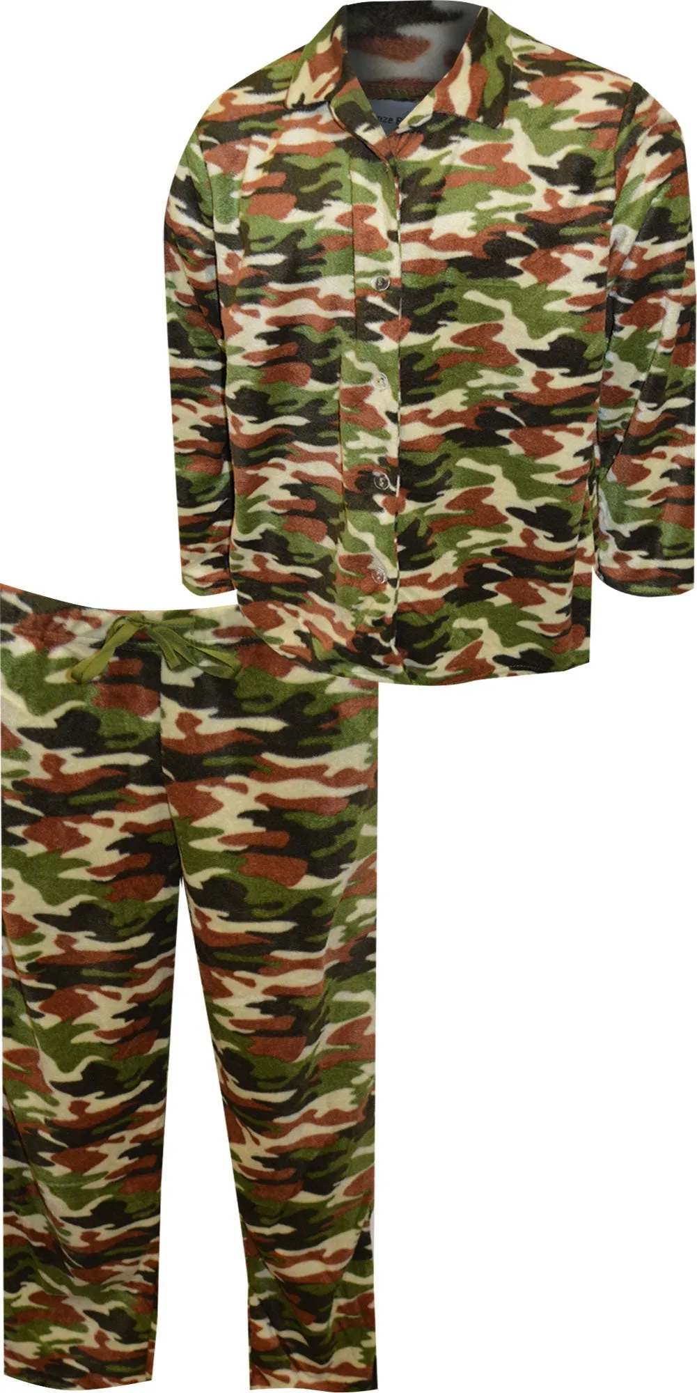 Camo Print Traditional Fleece Guys Pajama