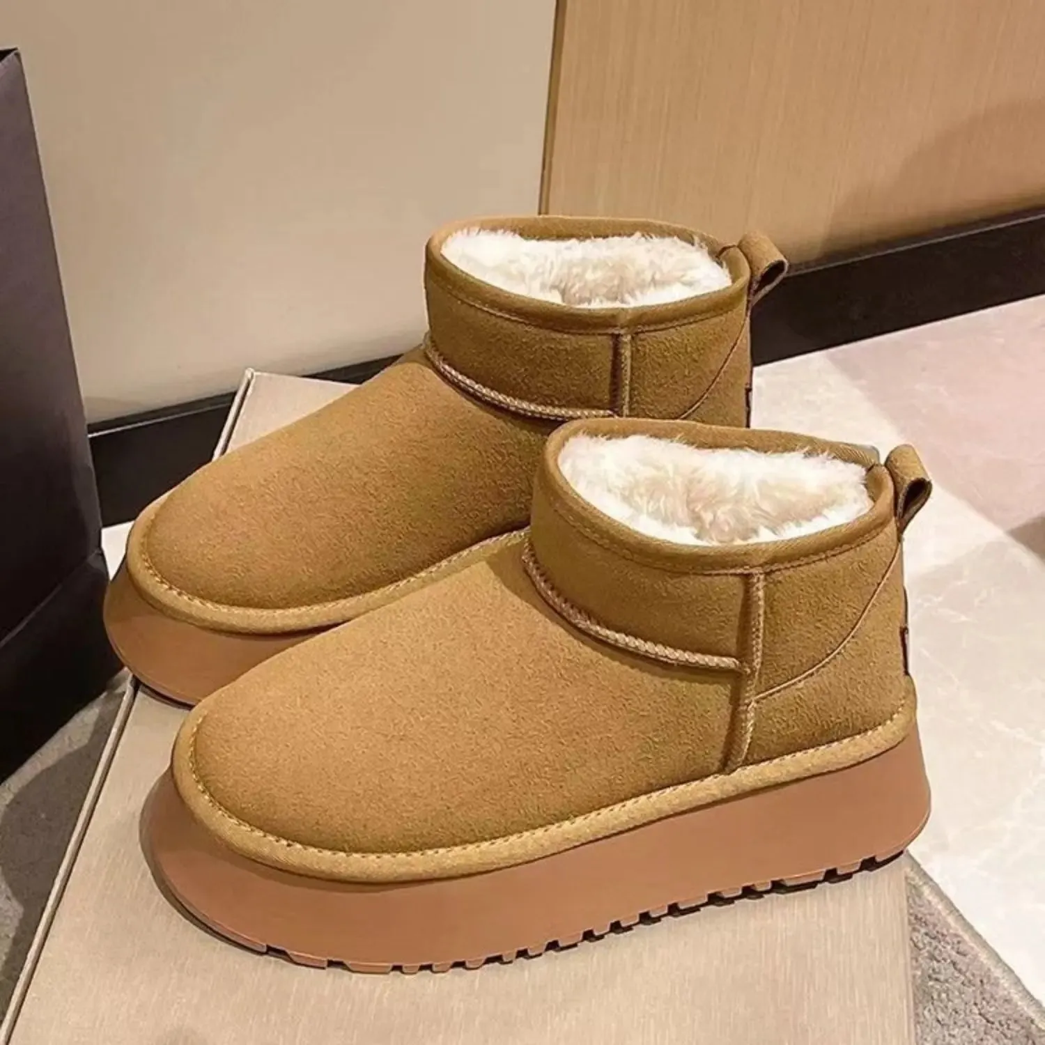 Chunky Platform Mini Fleece Lined Boots