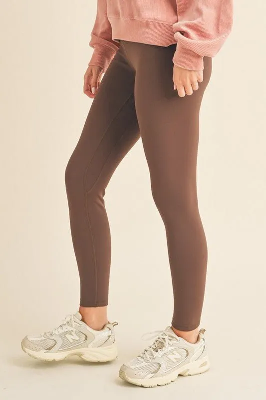 Coffee Brown Fleece Lined High Waisted Leggings