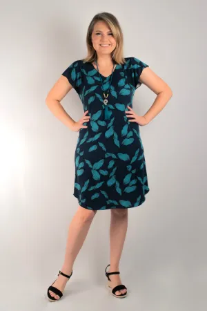 Cool Mint Print Short Sleeve Jersey Shift Dress