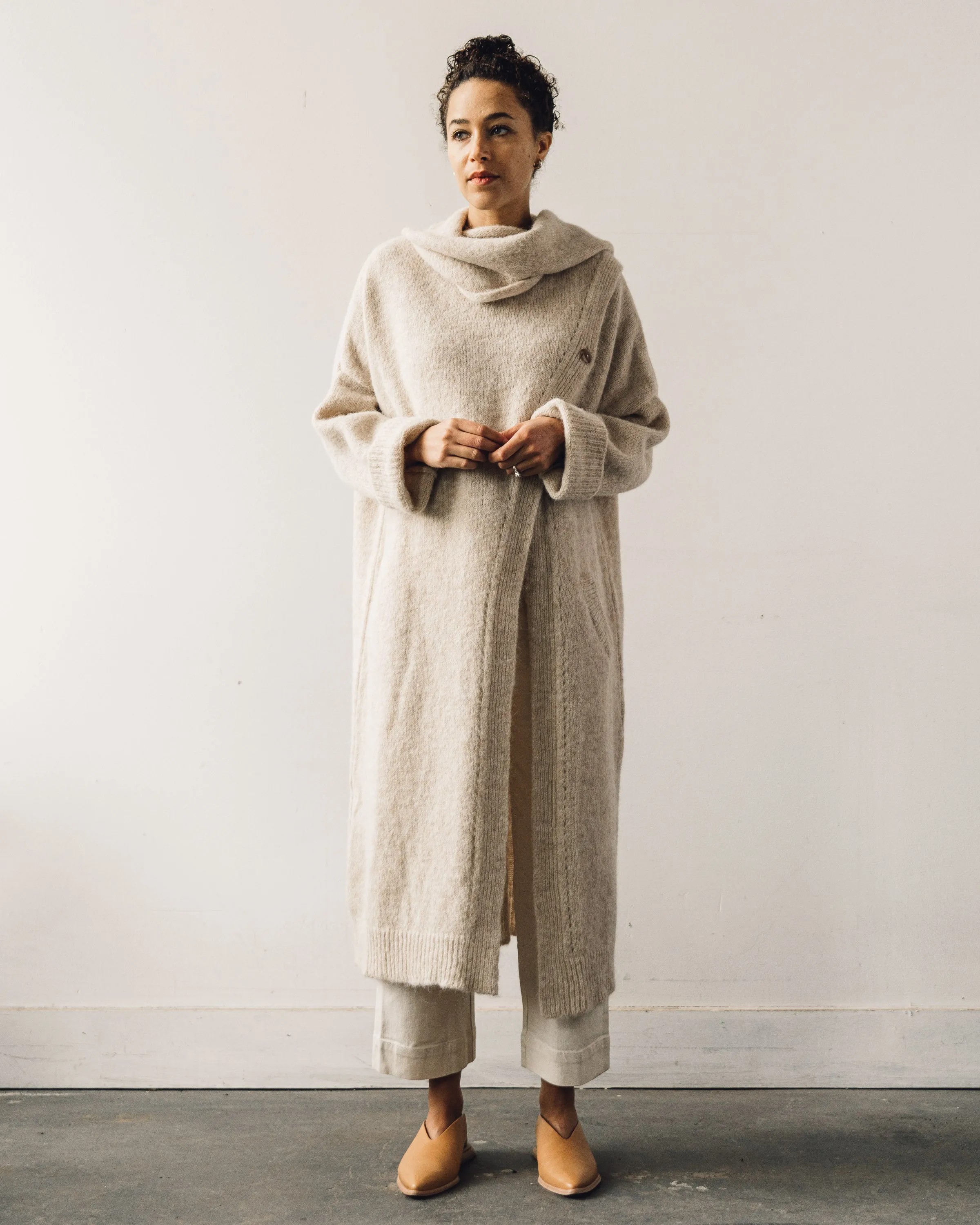 Cordera Alpaca Scarf Neck Coat, Beige