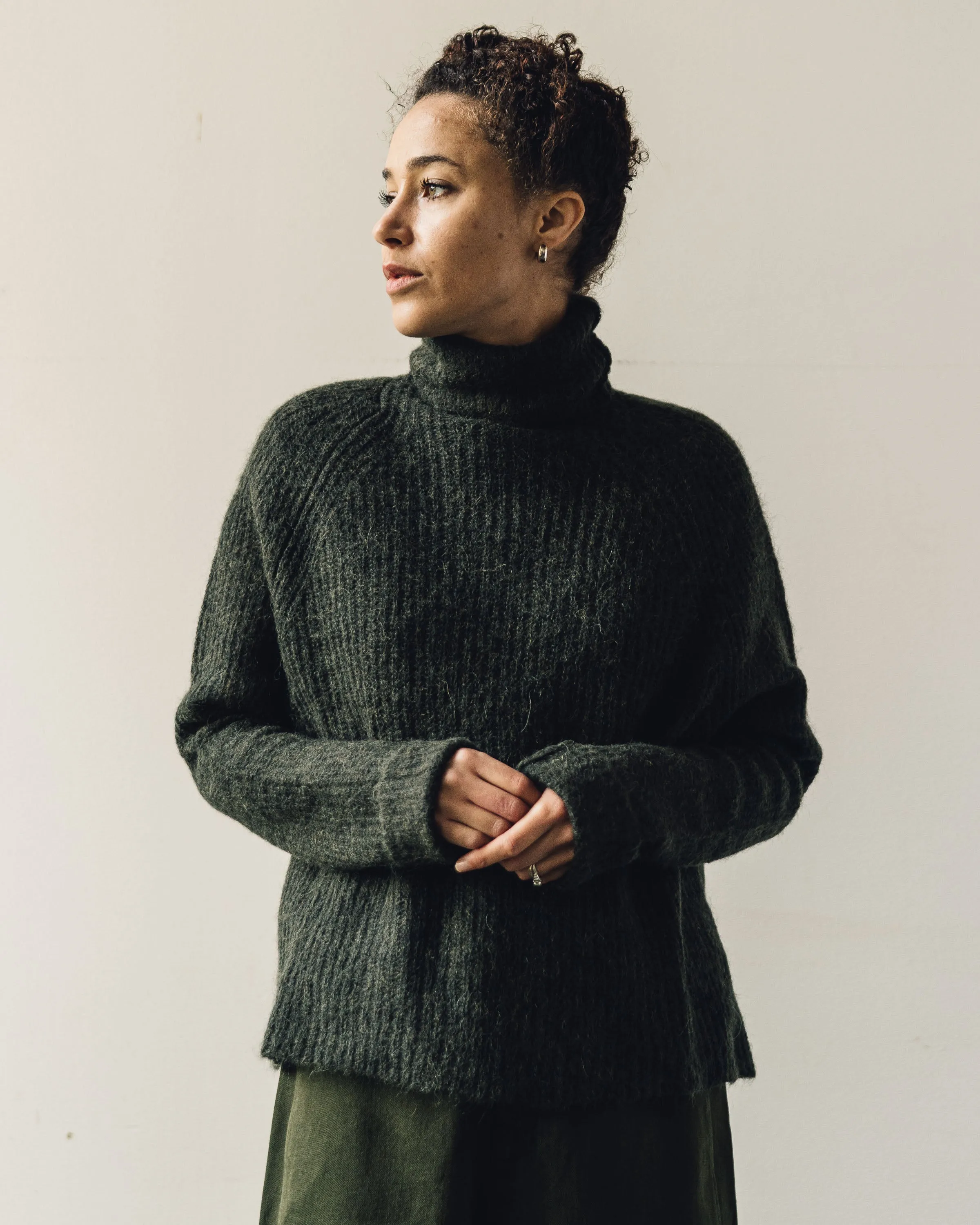 Cordera Soft Alpaca Turtleneck Sweater, Green