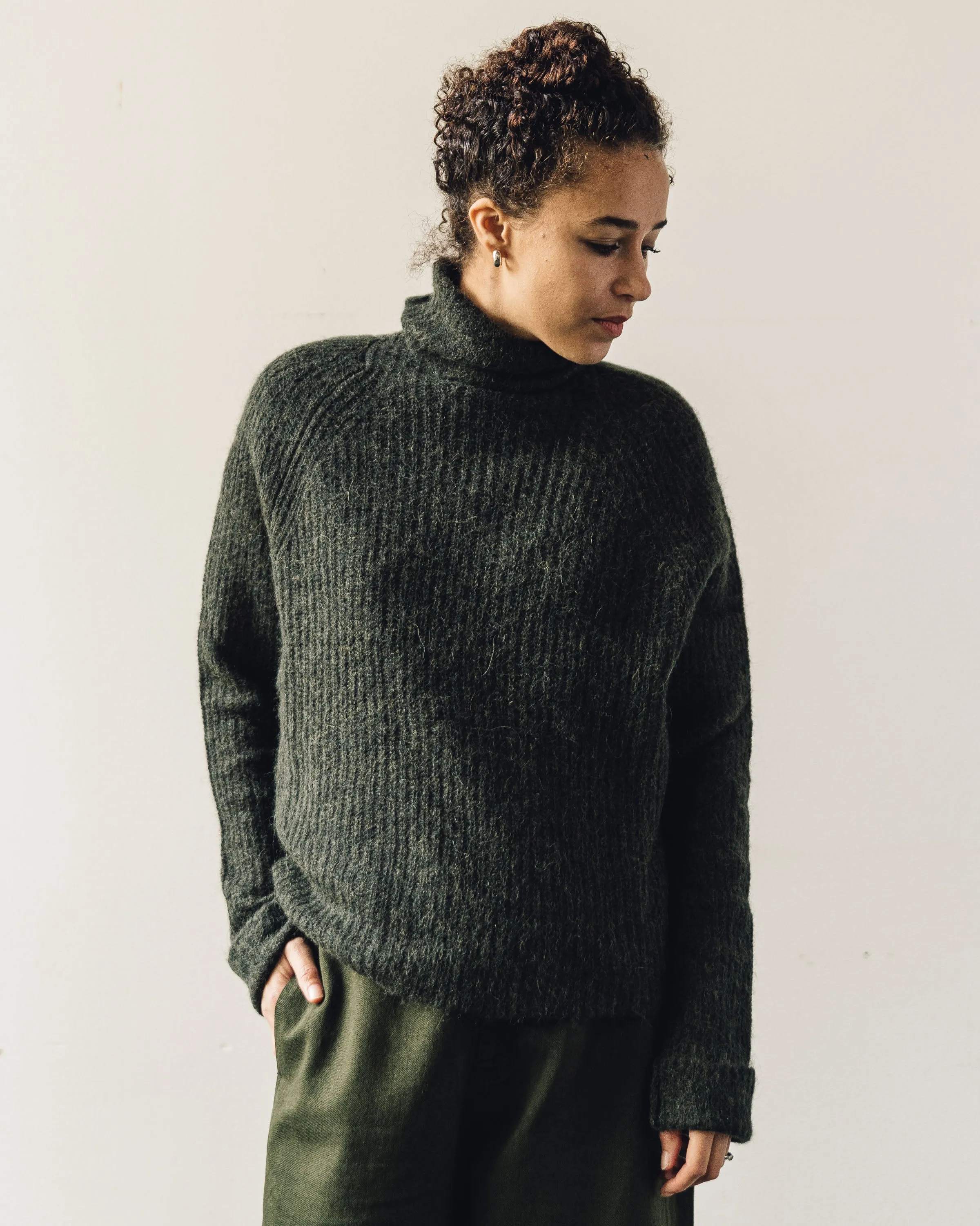 Cordera Soft Alpaca Turtleneck Sweater, Green