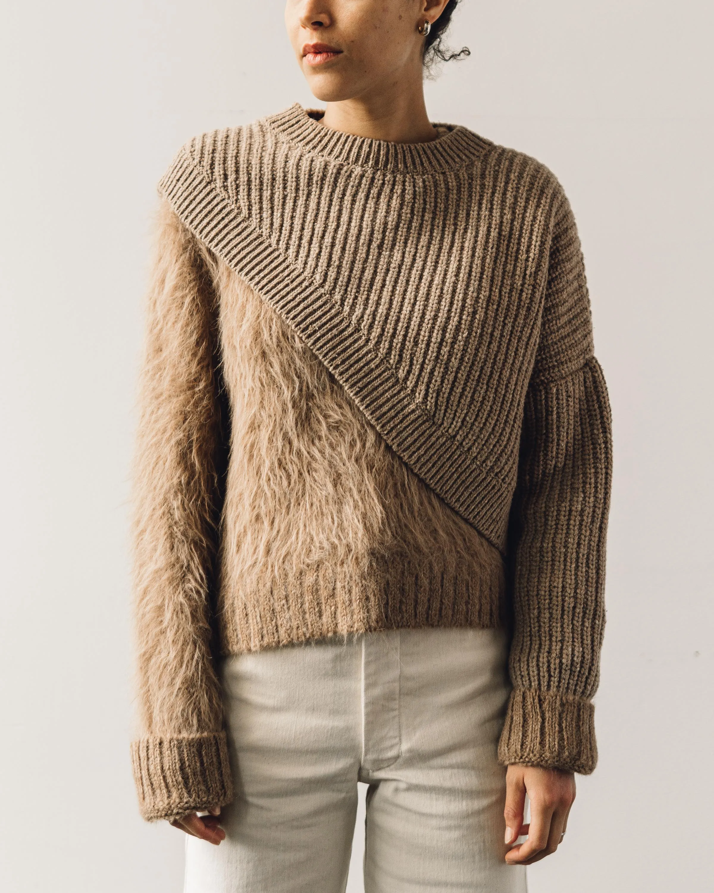 Cordera Soft Wool Asymmetric Sweater, Camel