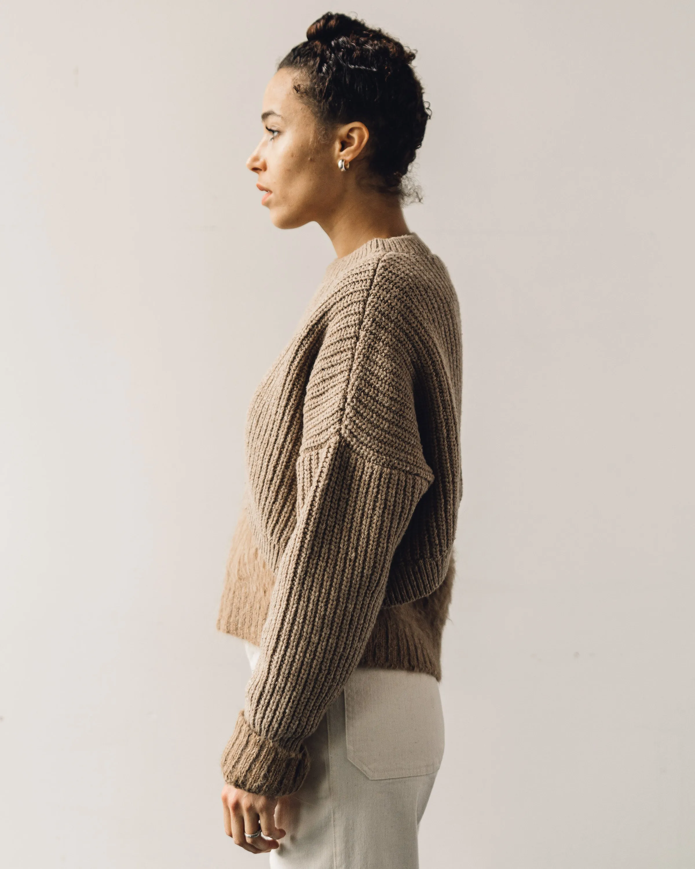 Cordera Soft Wool Asymmetric Sweater, Camel