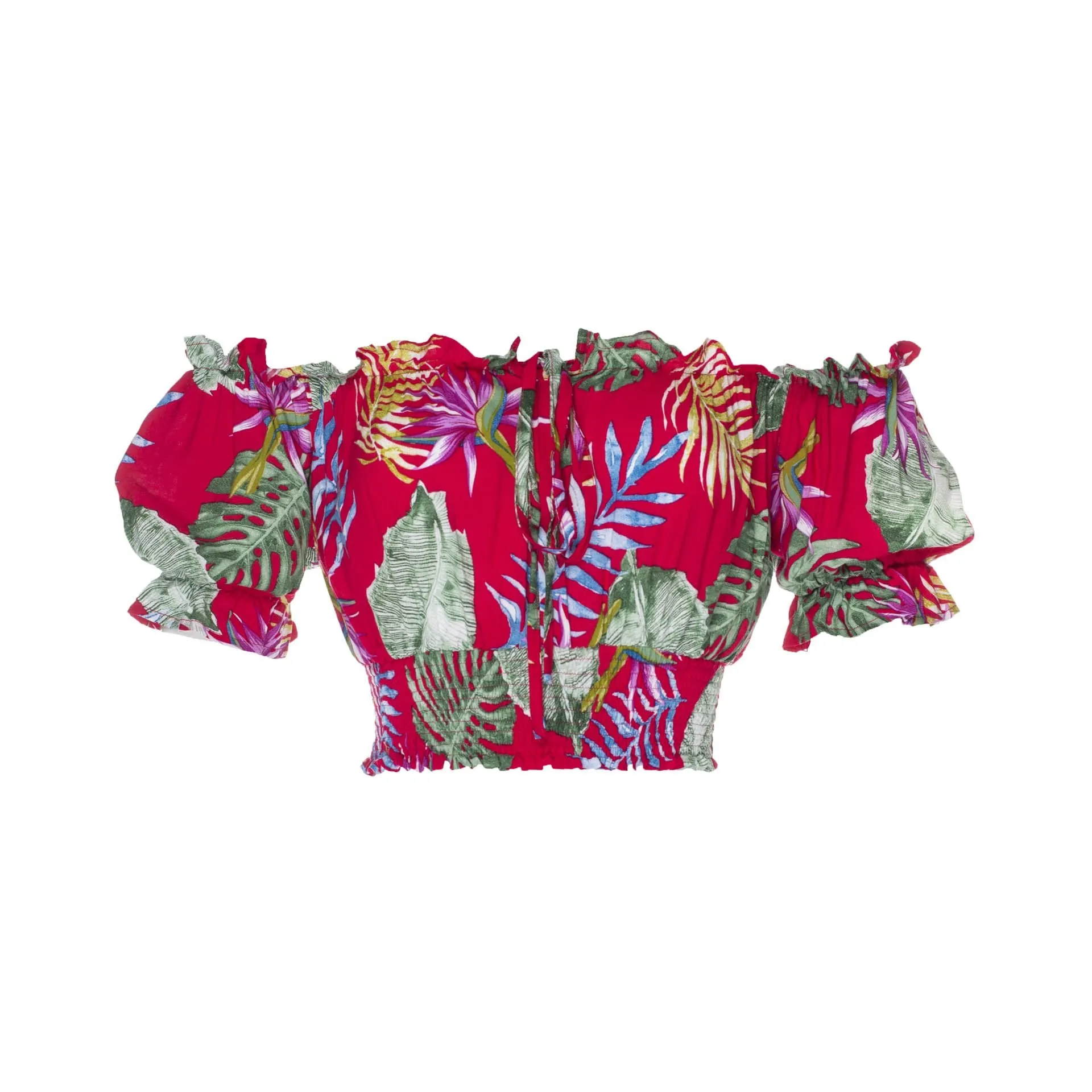 Cropped March, Tropical, Short Sleeved Top, Wholesale