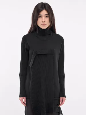 Draped Knit Turtleneck (FO-K31-183-BLACK)