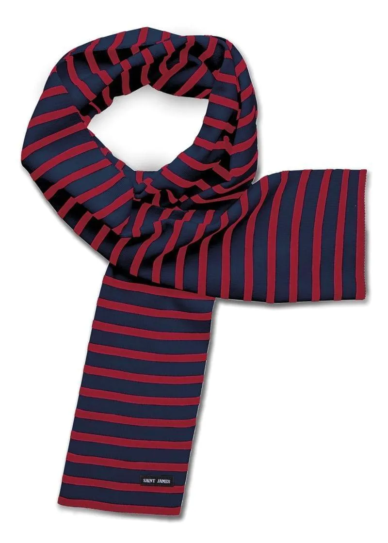 DUGUAY - Striped Scarf in Comfortable Wool Blend (NAVY / RED)