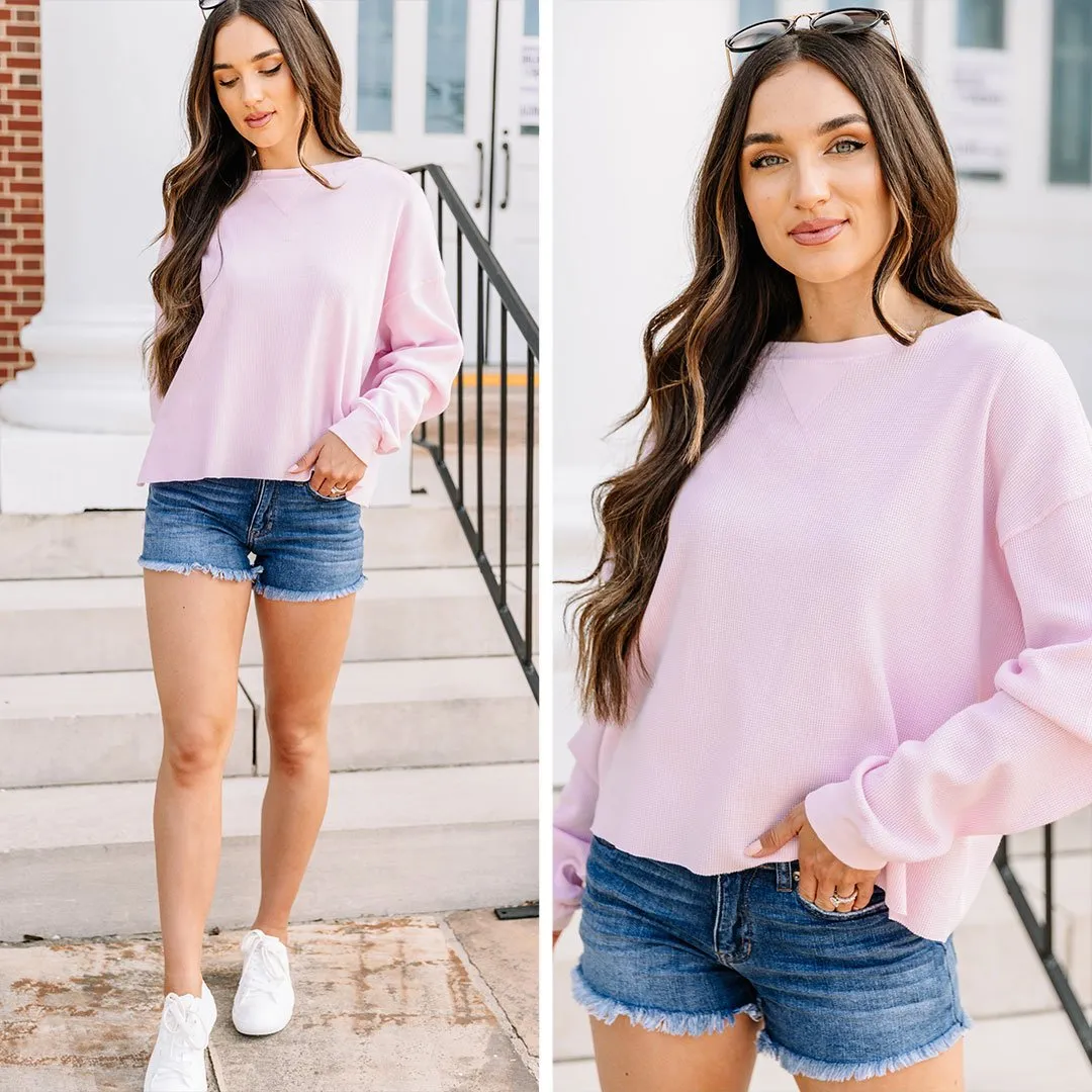 Easy Days Pink Waffle Knit Top