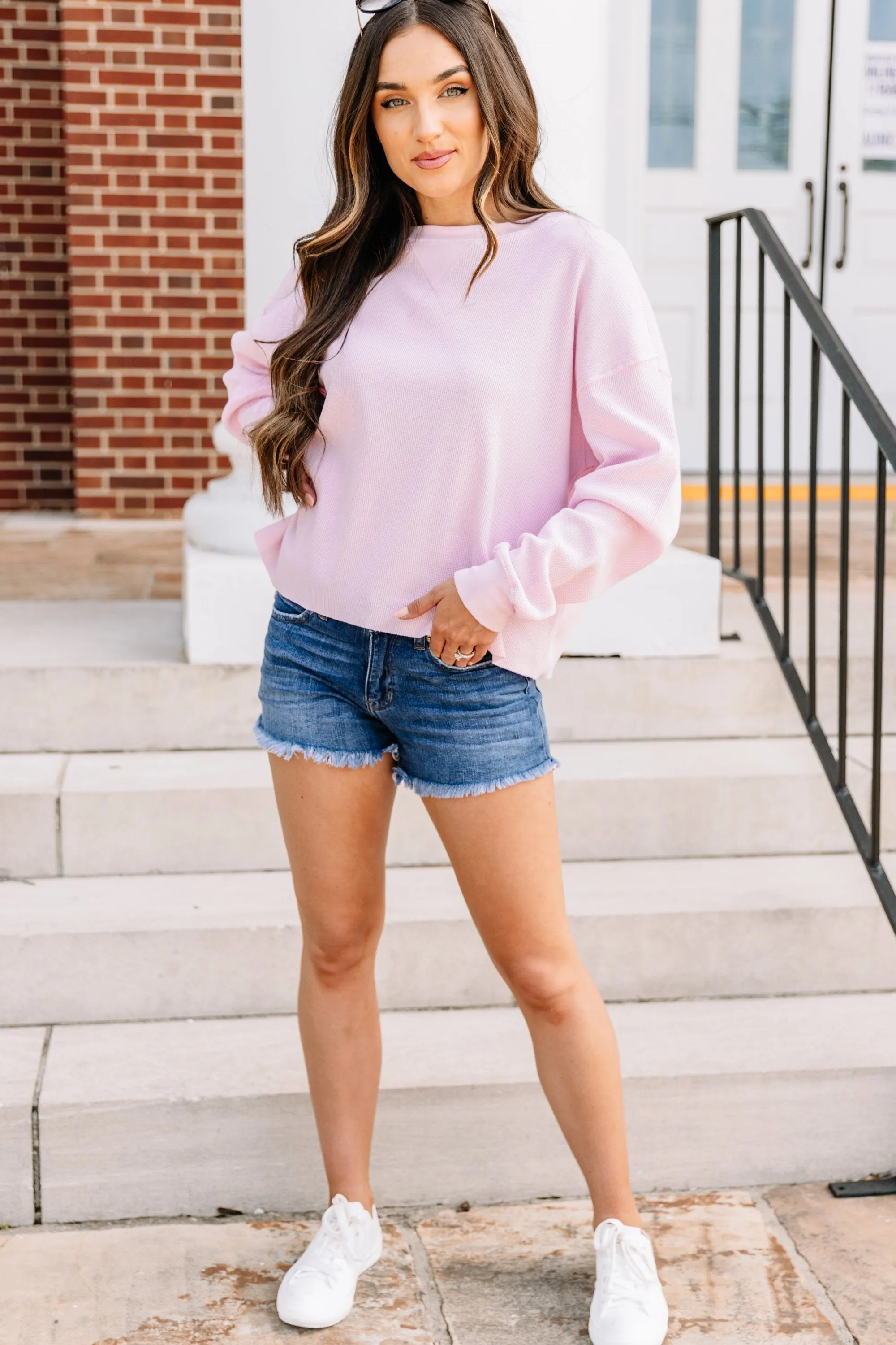 Easy Days Pink Waffle Knit Top