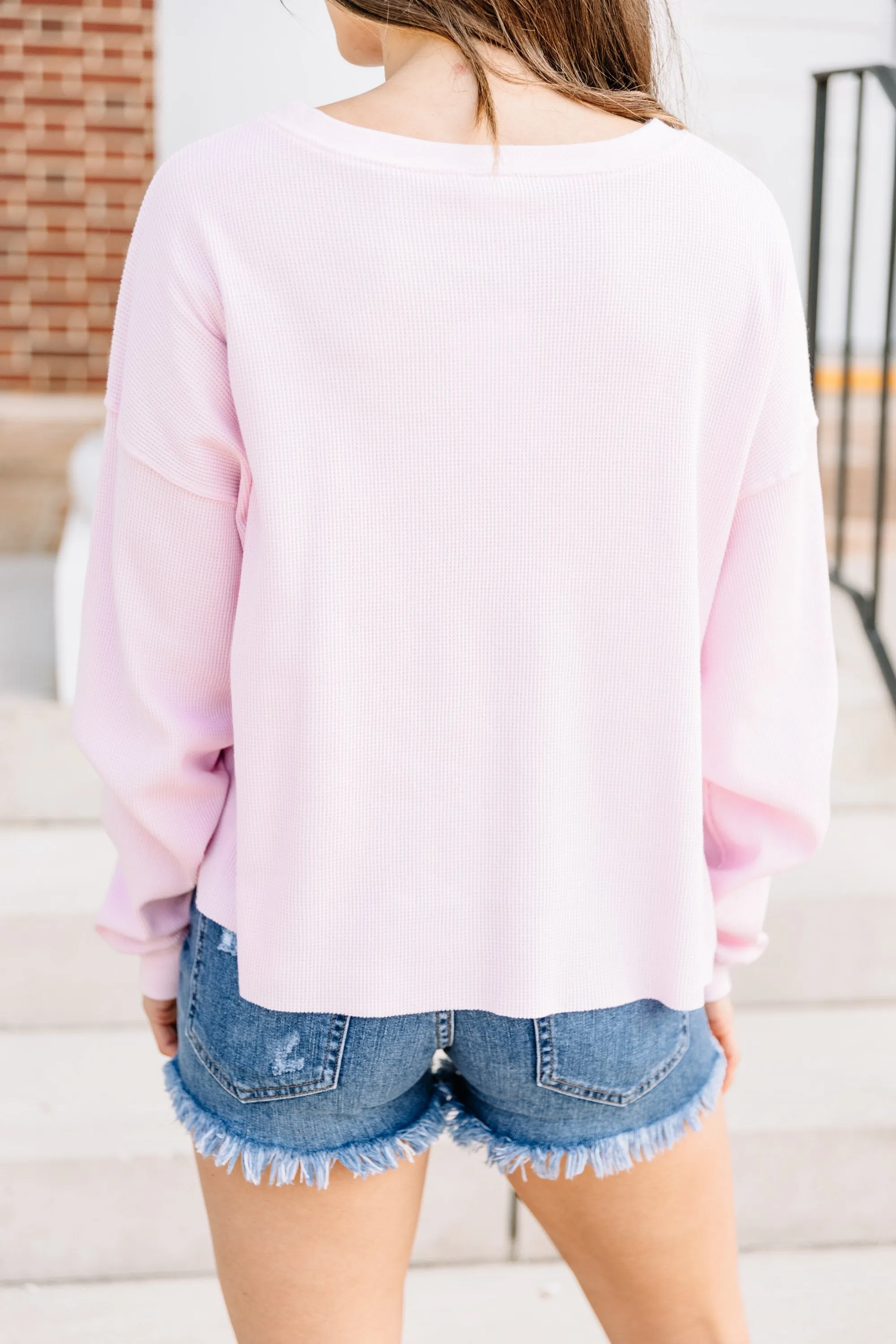 Easy Days Pink Waffle Knit Top