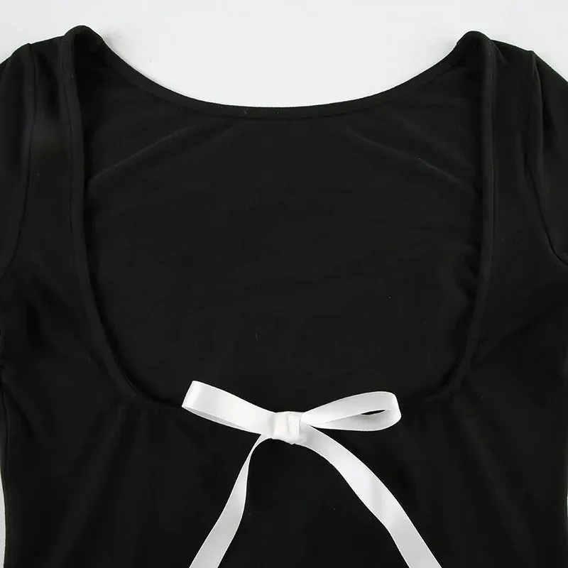 Elisabet Bow Backless Long Sleeve Top