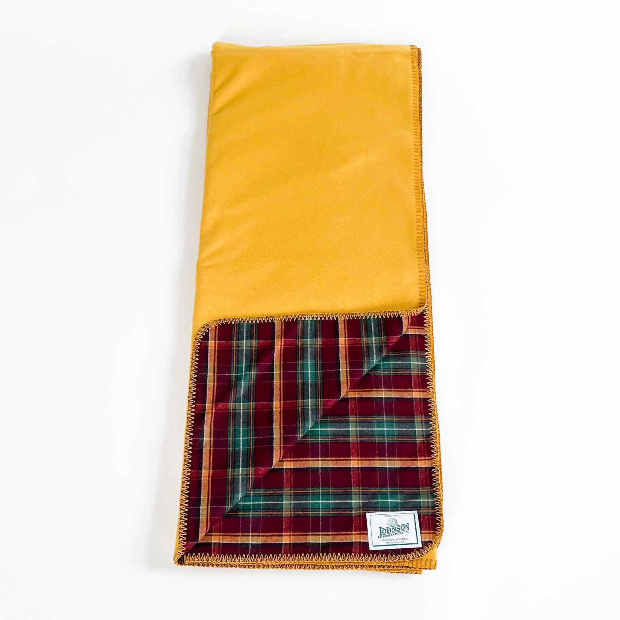 Flannel-Lined Wool Throw - Yellow