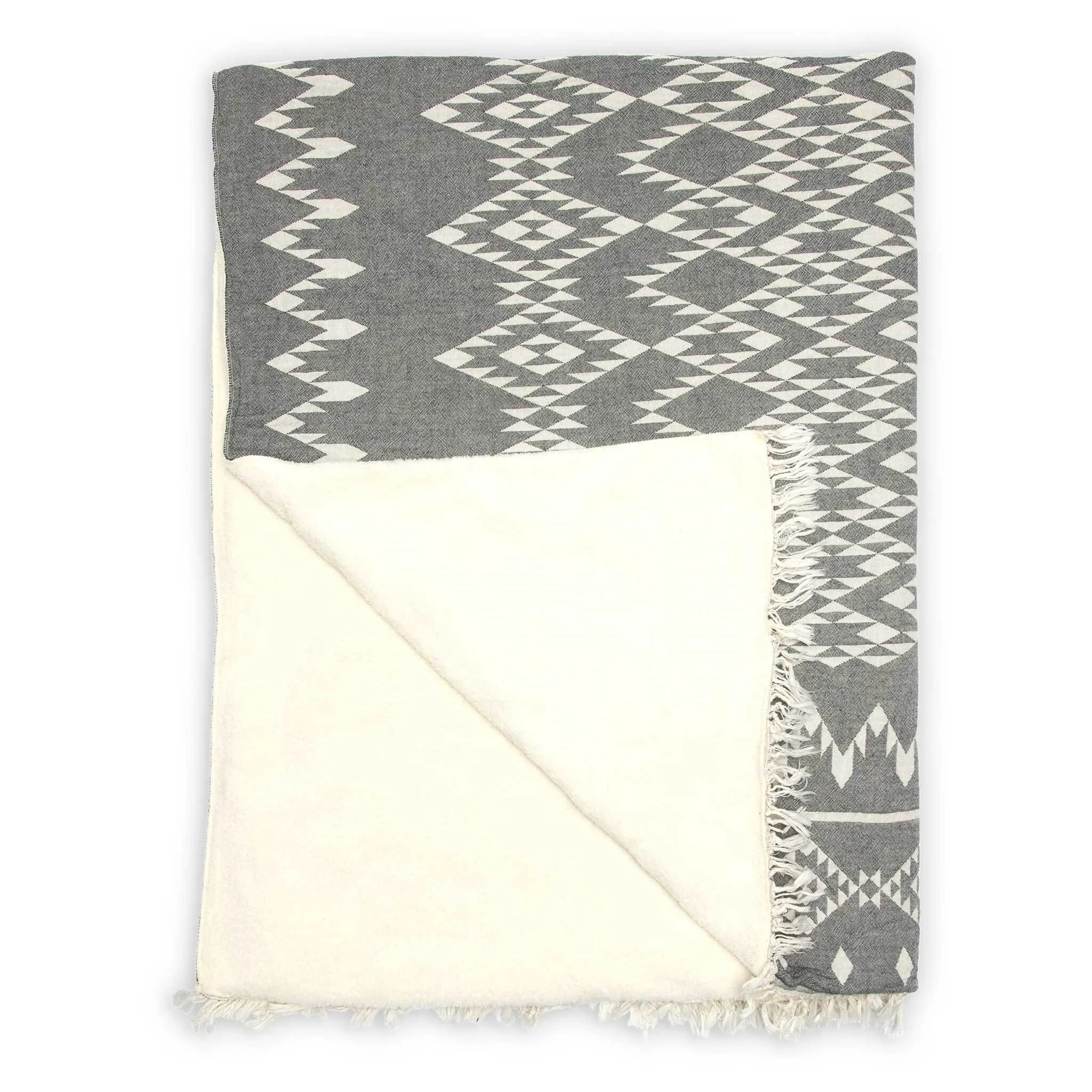 Fleece Lined Throw Atlas - Black