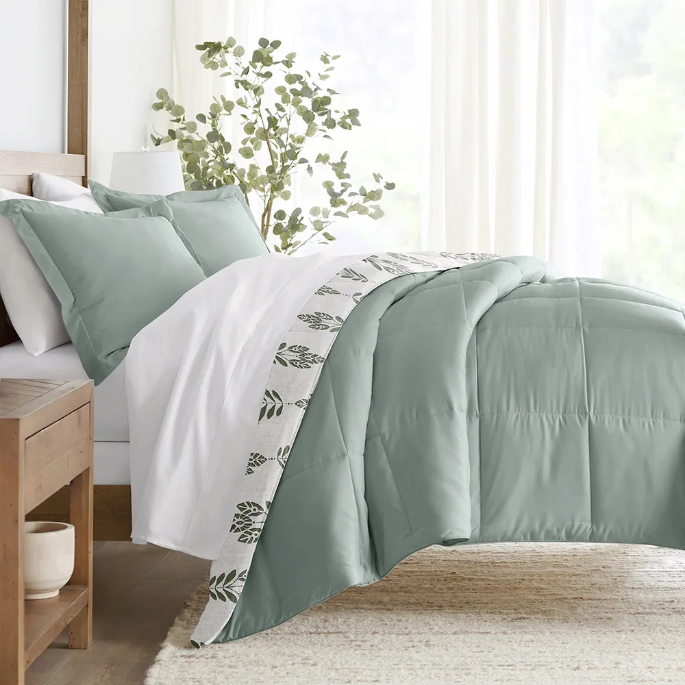 Folk Leaves Reversible Down-Alternative Comforter Set