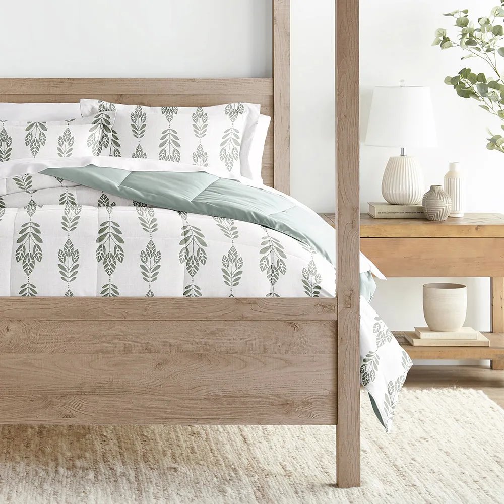 Folk Leaves Reversible Down-Alternative Comforter Set