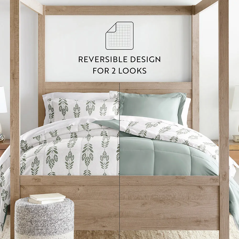 Folk Leaves Reversible Down-Alternative Comforter Set