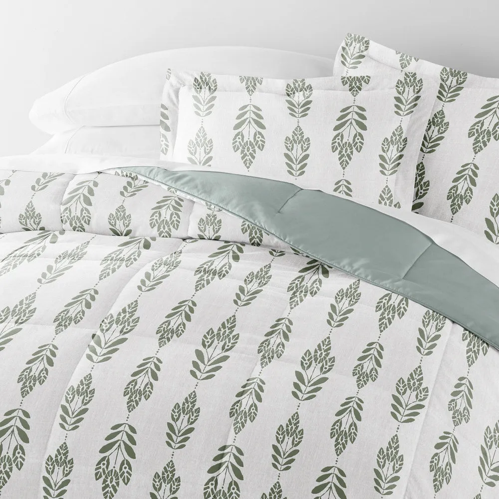 Folk Leaves Reversible Down-Alternative Comforter Set