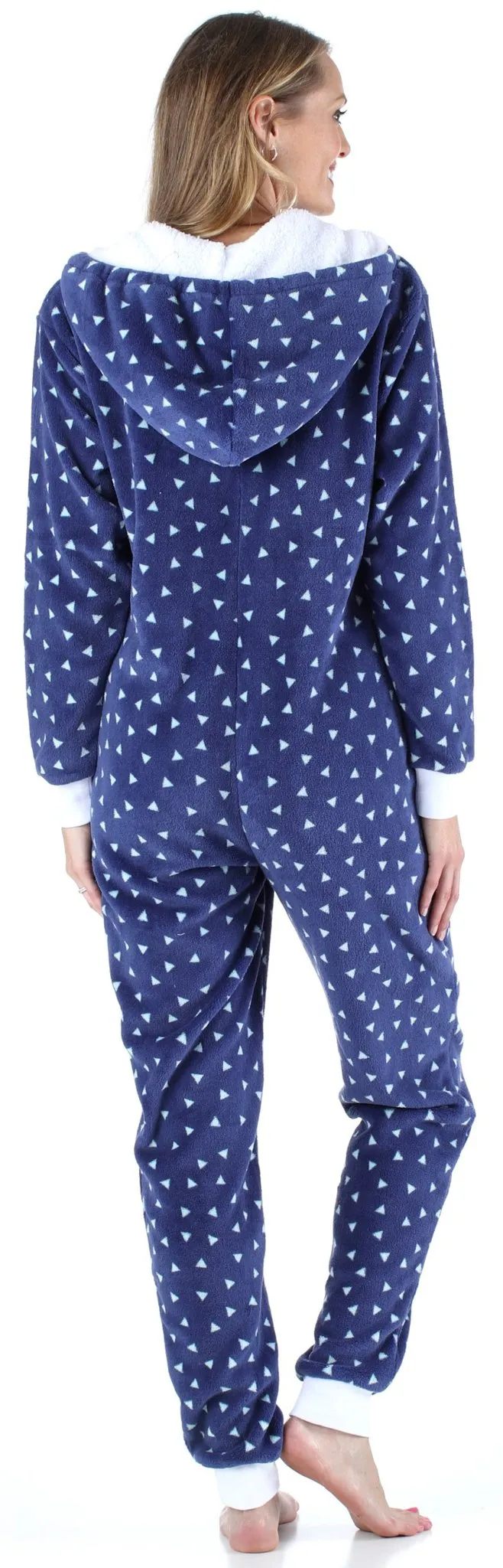 Frankie & Johnny Women’s Hooded Fleece Non-Footed Onesie Loungewear Pajamas