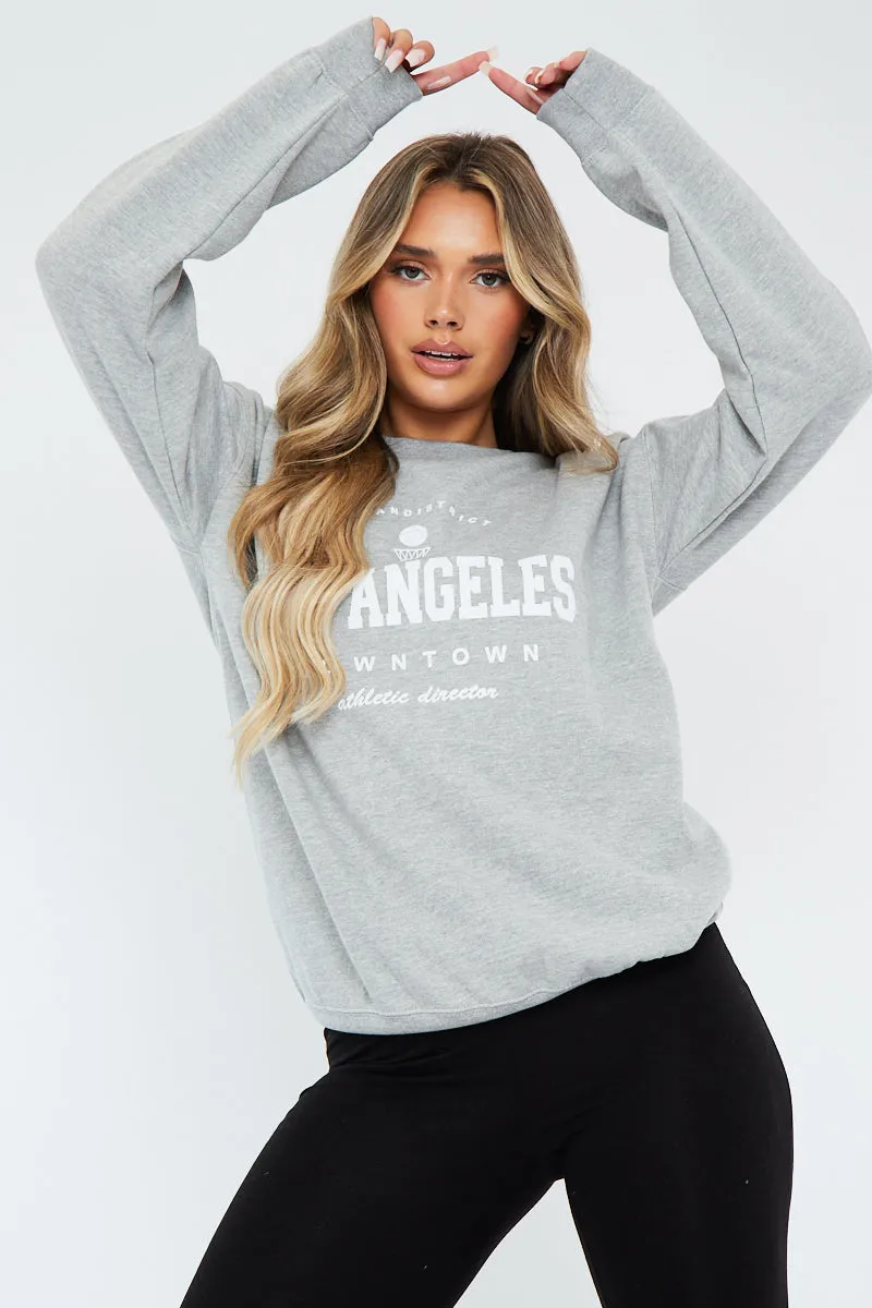 Grey Oversized Los Angeles Sweatshirt - Lyde