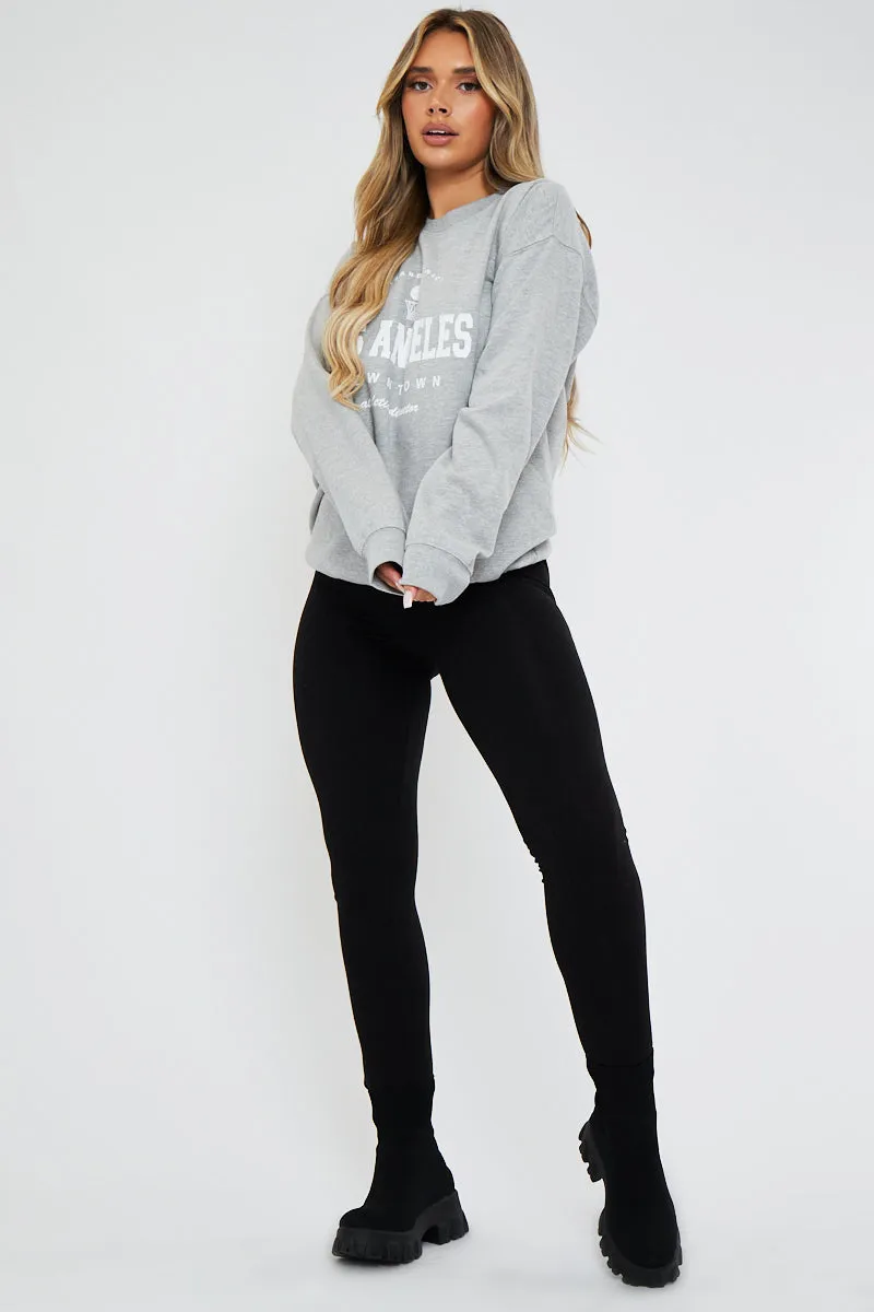 Grey Oversized Los Angeles Sweatshirt - Lyde