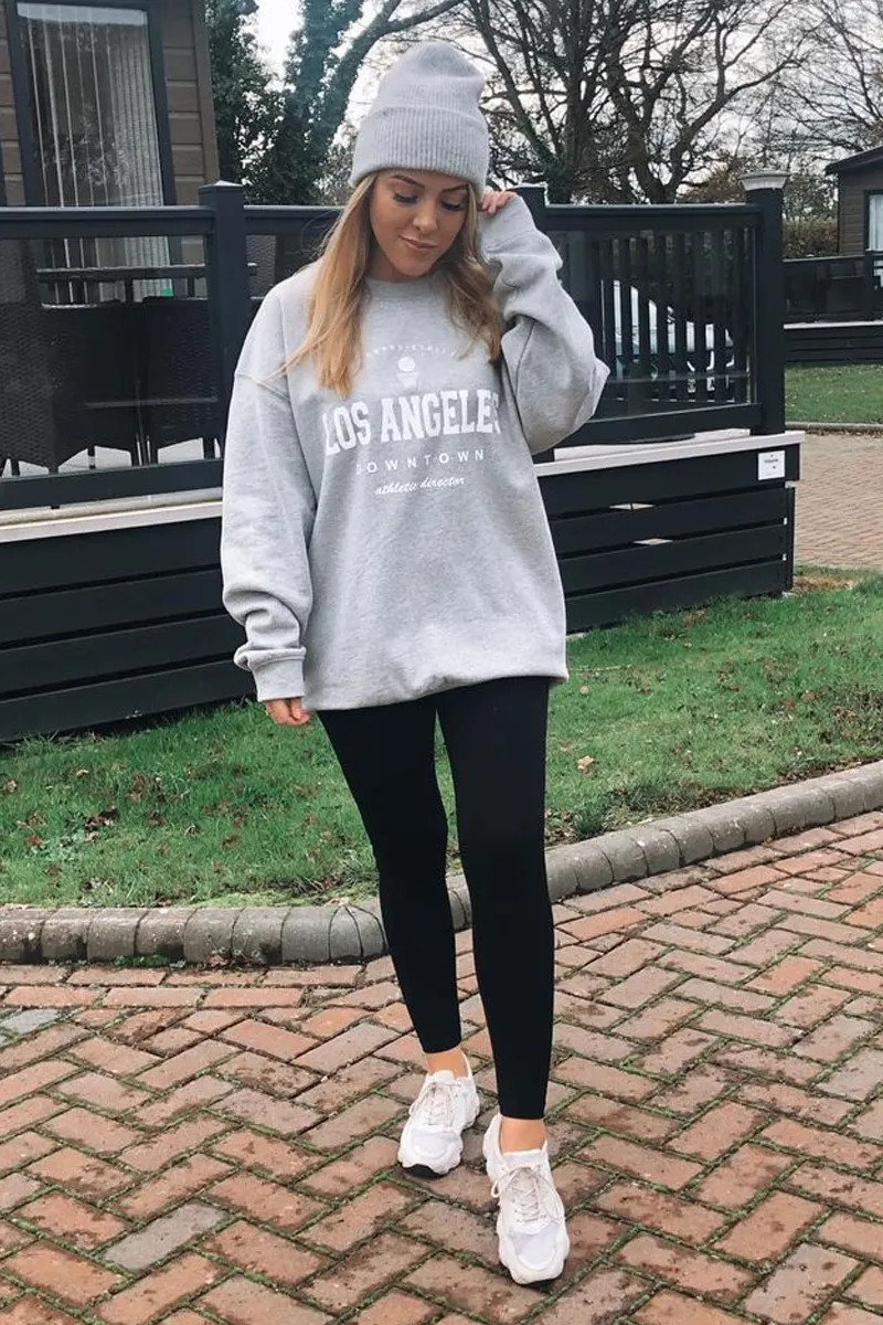 Grey Oversized Los Angeles Sweatshirt - Lyde