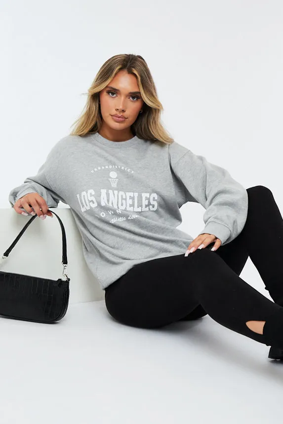 Grey Oversized Los Angeles Sweatshirt - Lyde