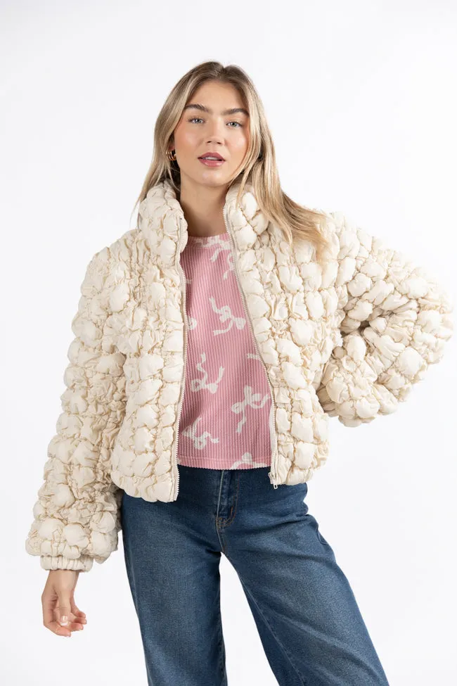 Higher Heights Ecru Bubble Puffer Jacket FINAL SALE