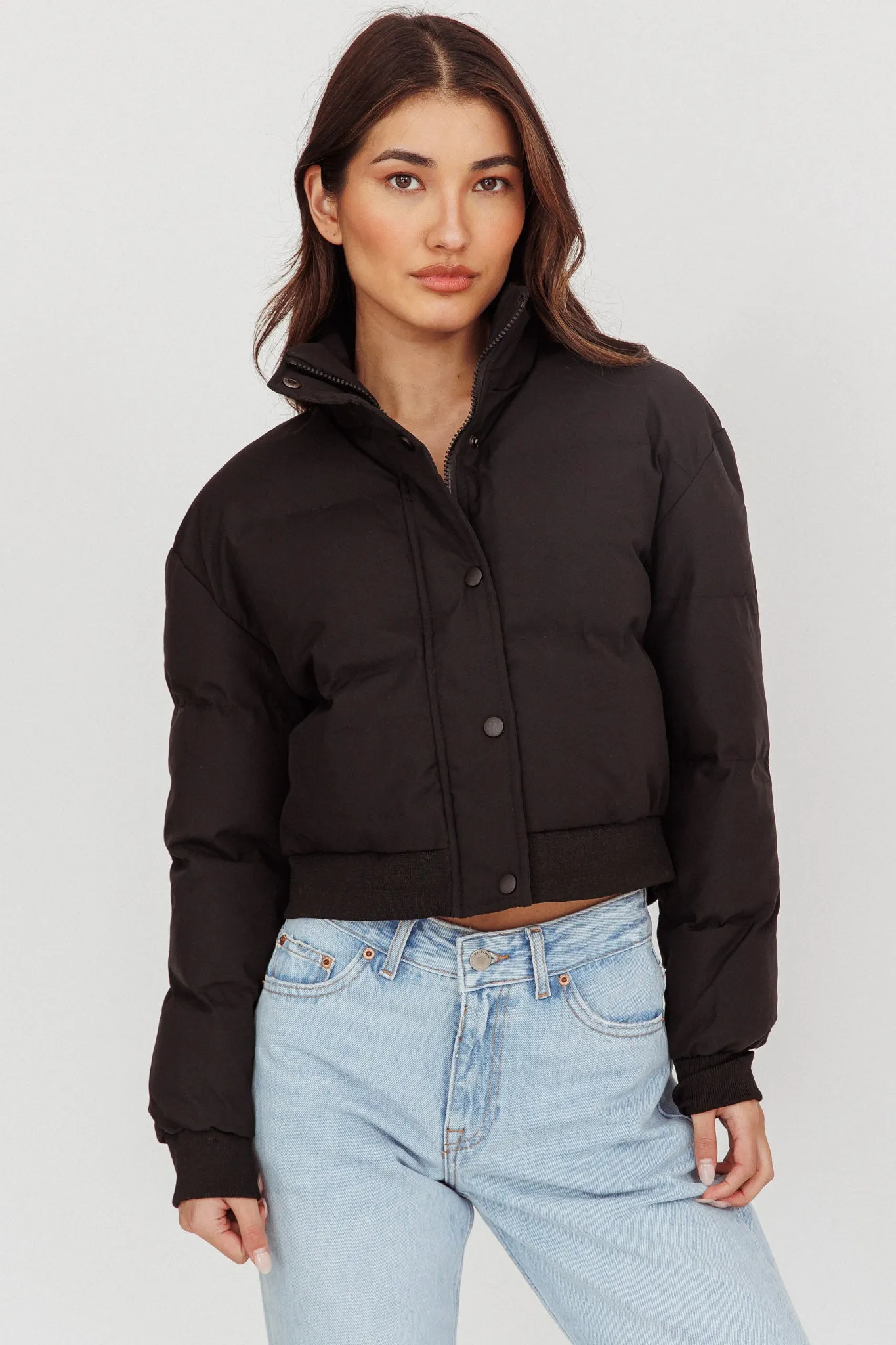 Infatuation Cropped Puffer Jacket Black