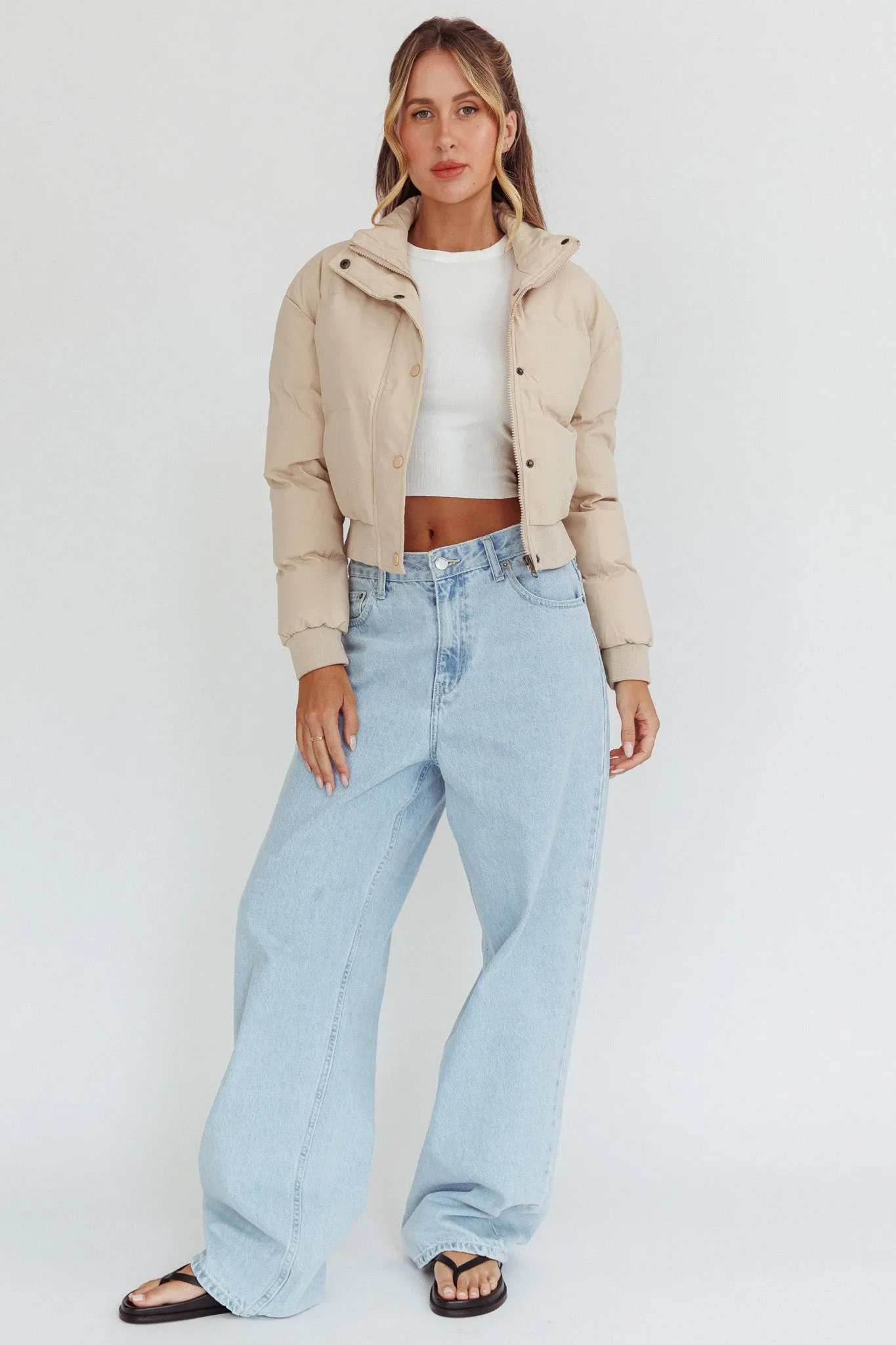 Infatuation Cropped Puffer Jacket White