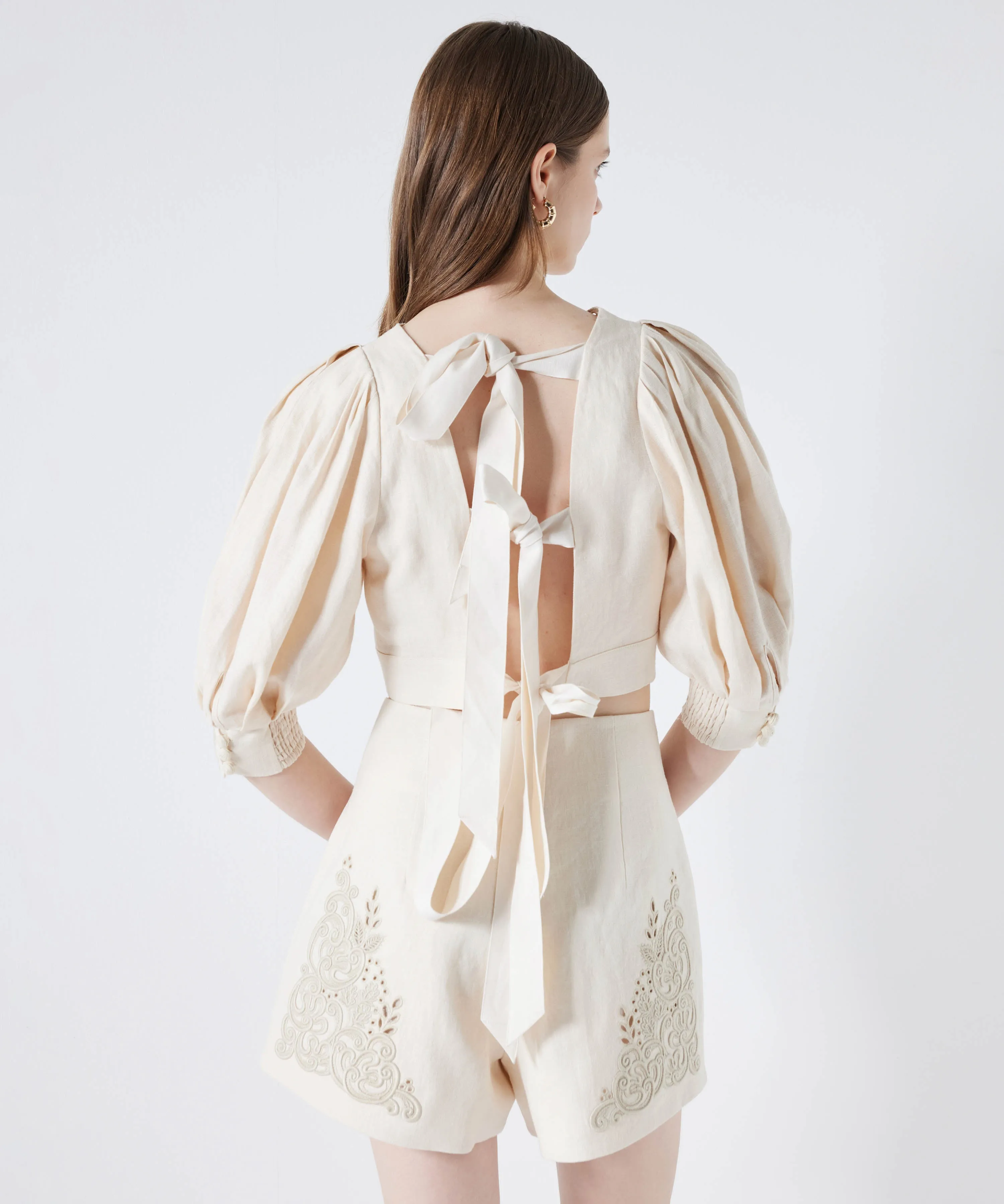 Ipekyol Embroidered Linen Blouse Natural