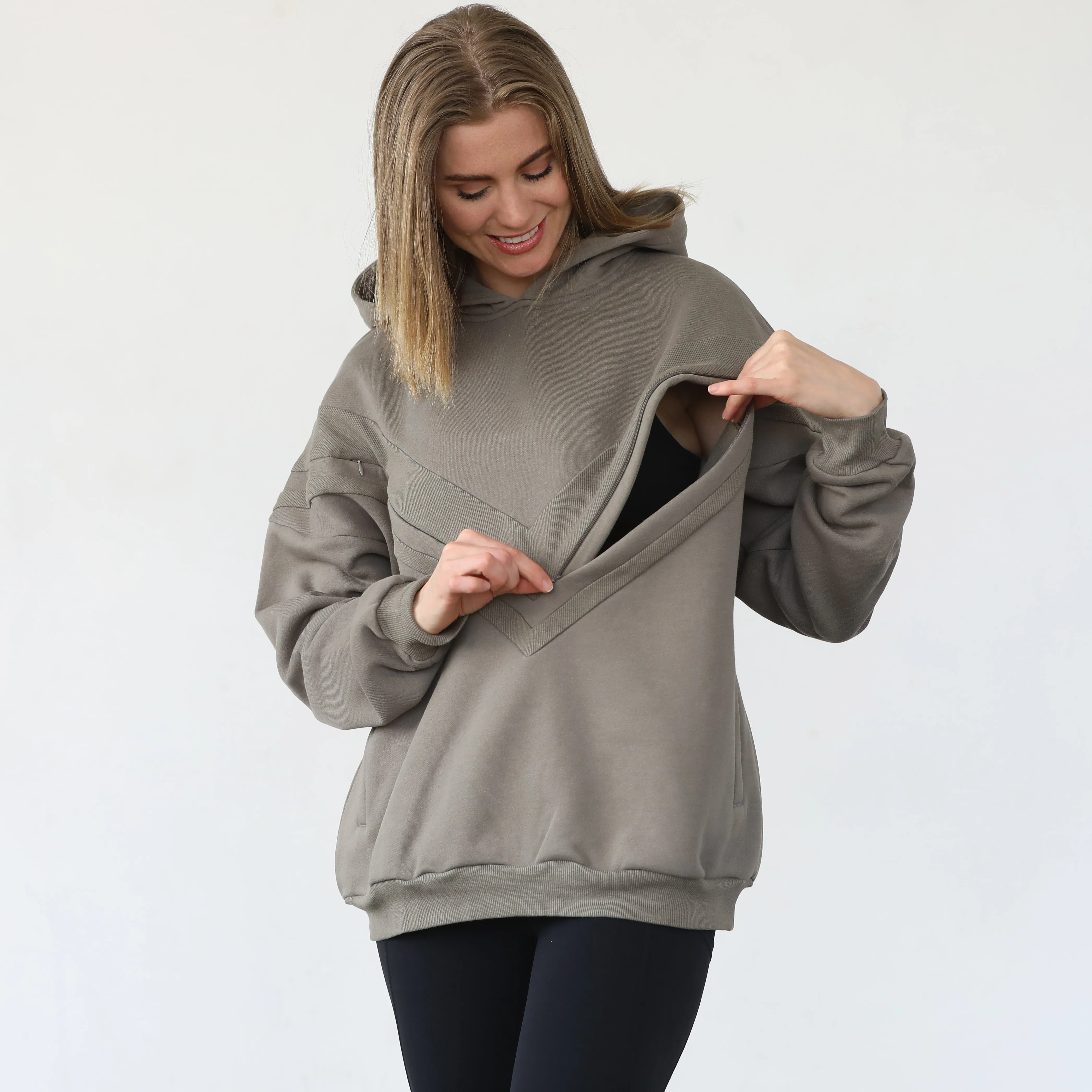 Isabella Ultra Soft Oversized Nursing & Pregnancy Hoodie (Wood Ash)