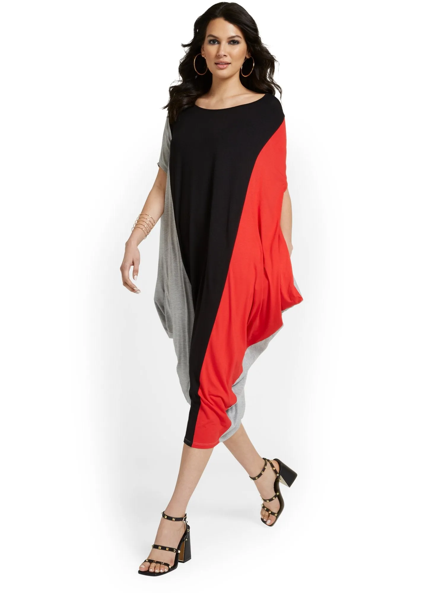 Knit Colorblock Caftan Maxi Dress