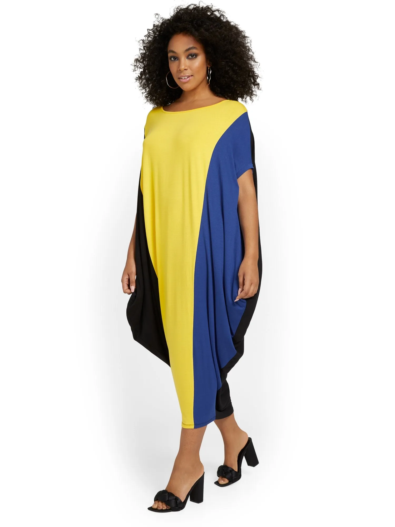 Knit Colorblock Caftan Maxi Dress