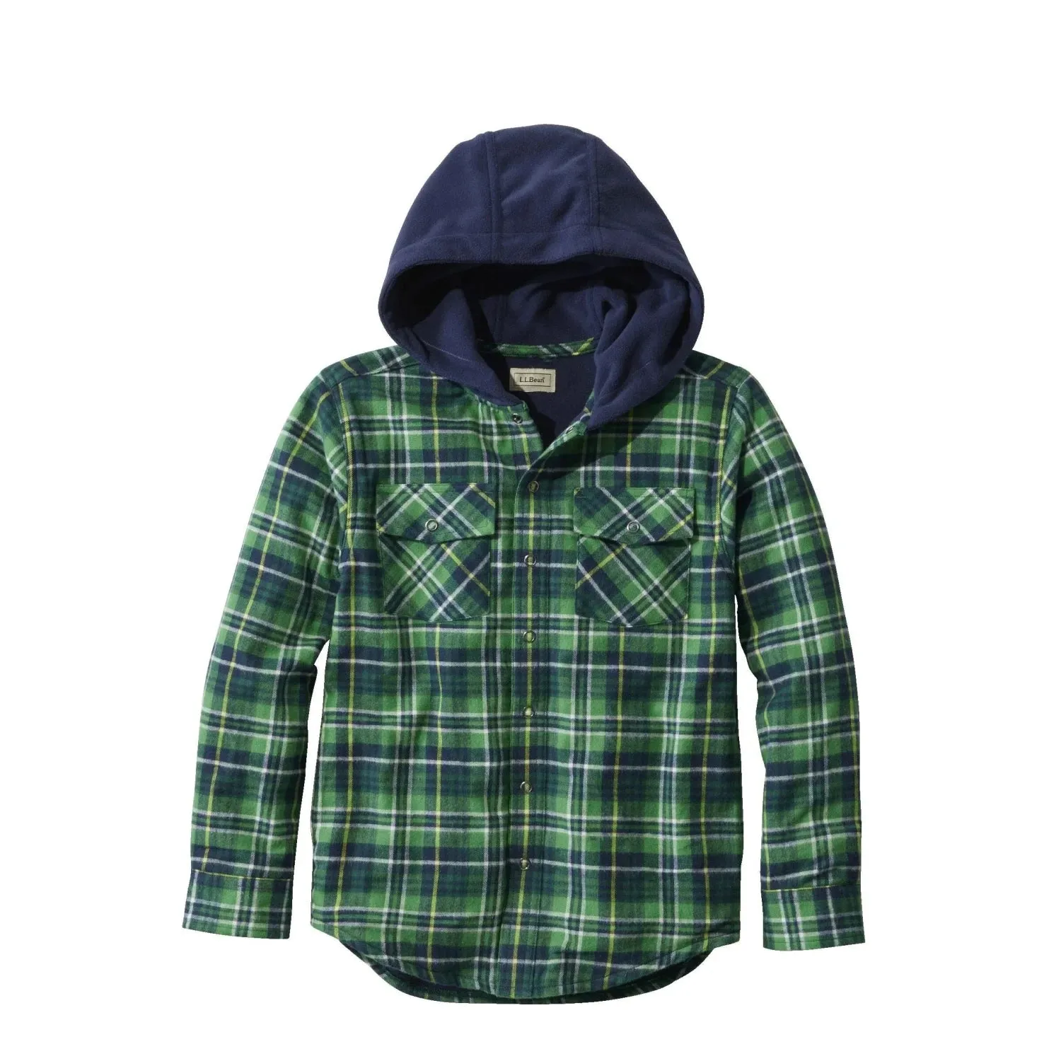 K's Fleece-Lined Flannel Shirt, Hooded Plaid