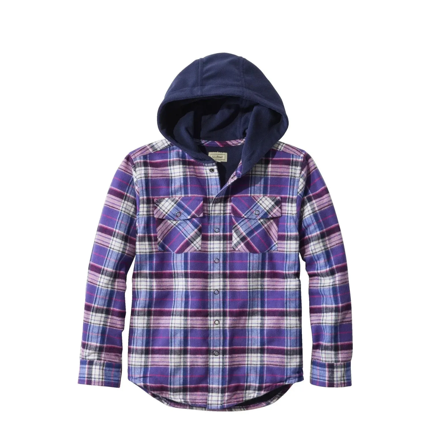 K's Fleece-Lined Flannel Shirt, Hooded Plaid