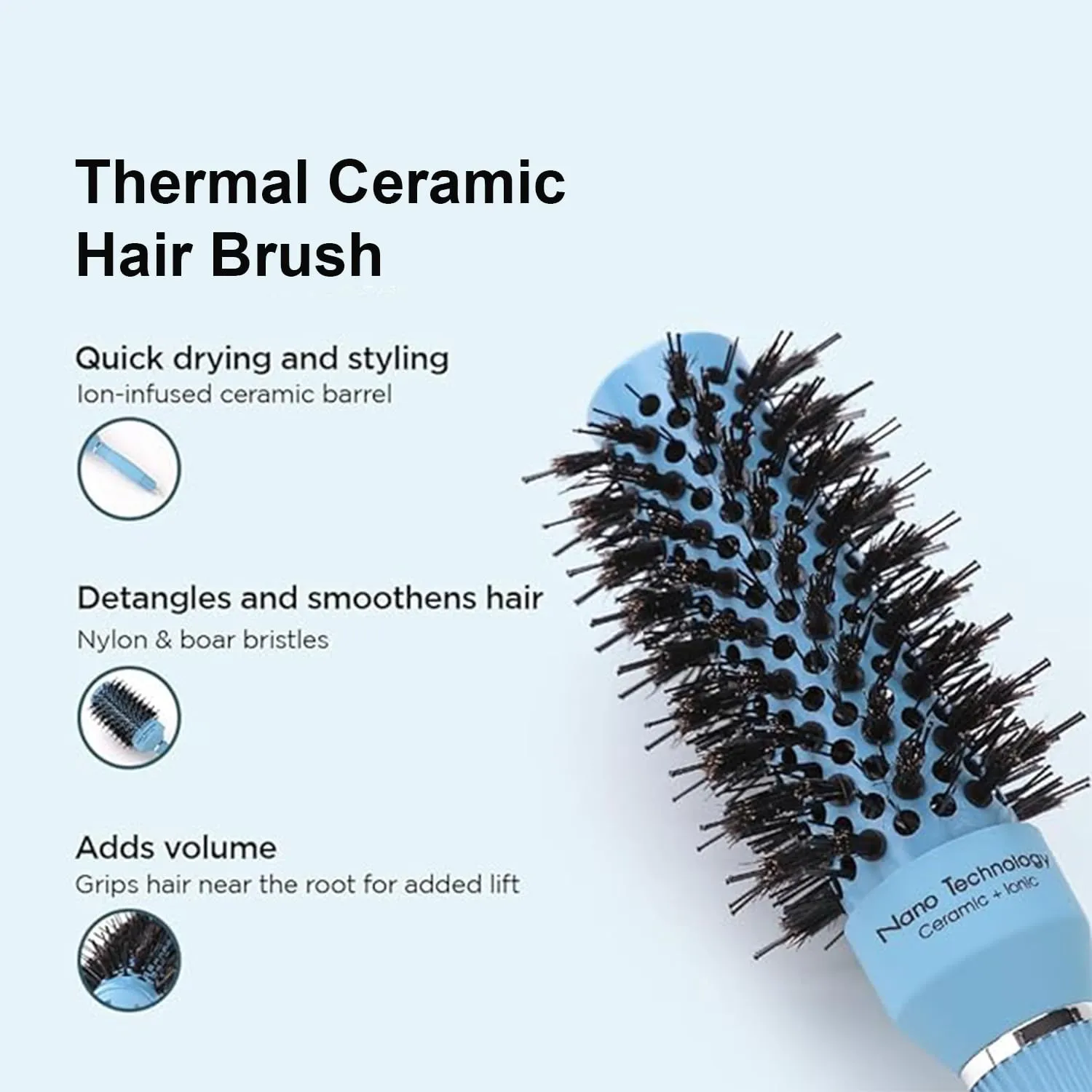 Kuber Industries Hair Brush | Bristles Brush | Hair Brush with Paddle | Sharp Hair Brush for Woman | Suitable For All Hair Types | TGX5232-C19P.. | Ice Blue & Purple