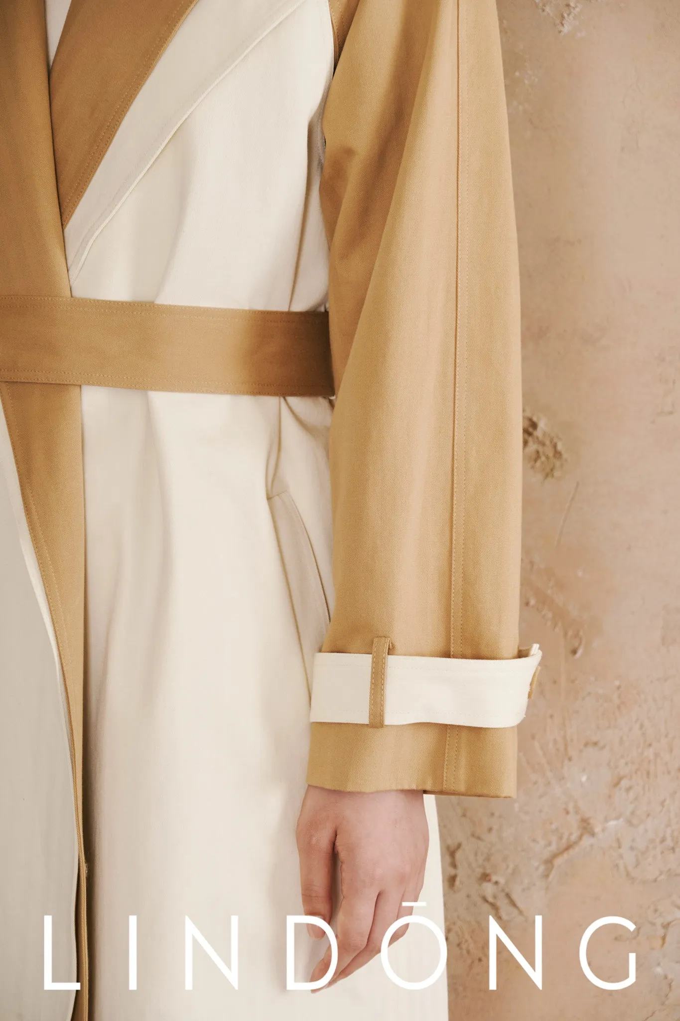 LINDONG | Calixte Colorblock Belted Trench Coat