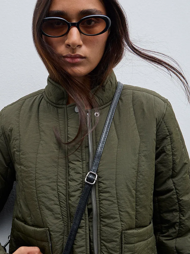 LOV Olive Quilted Puffer Jacket