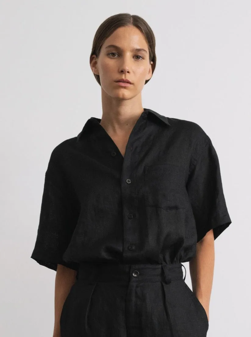 Marlowe Shirt, Light Linen, Black