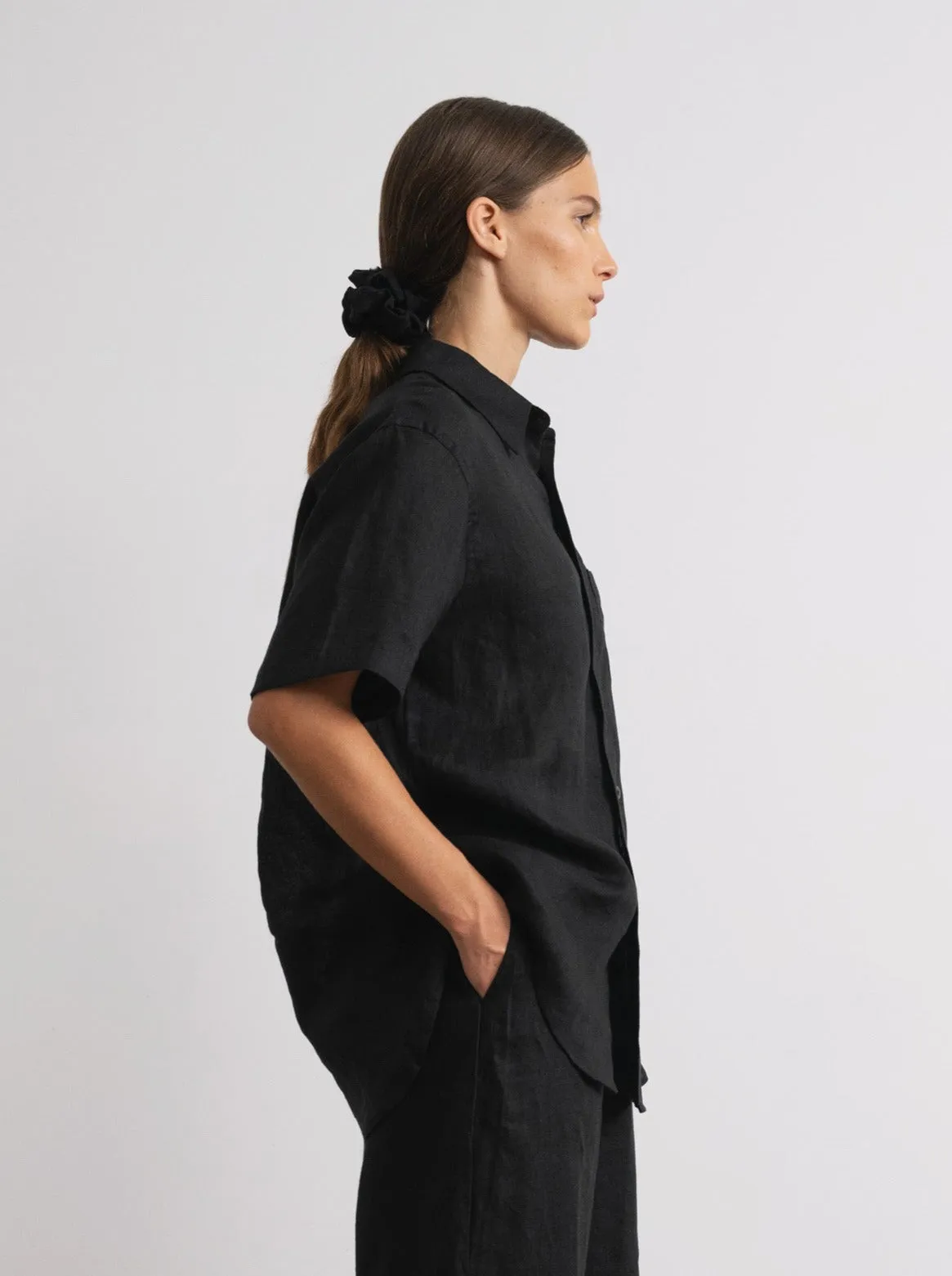 Marlowe Shirt, Light Linen, Black