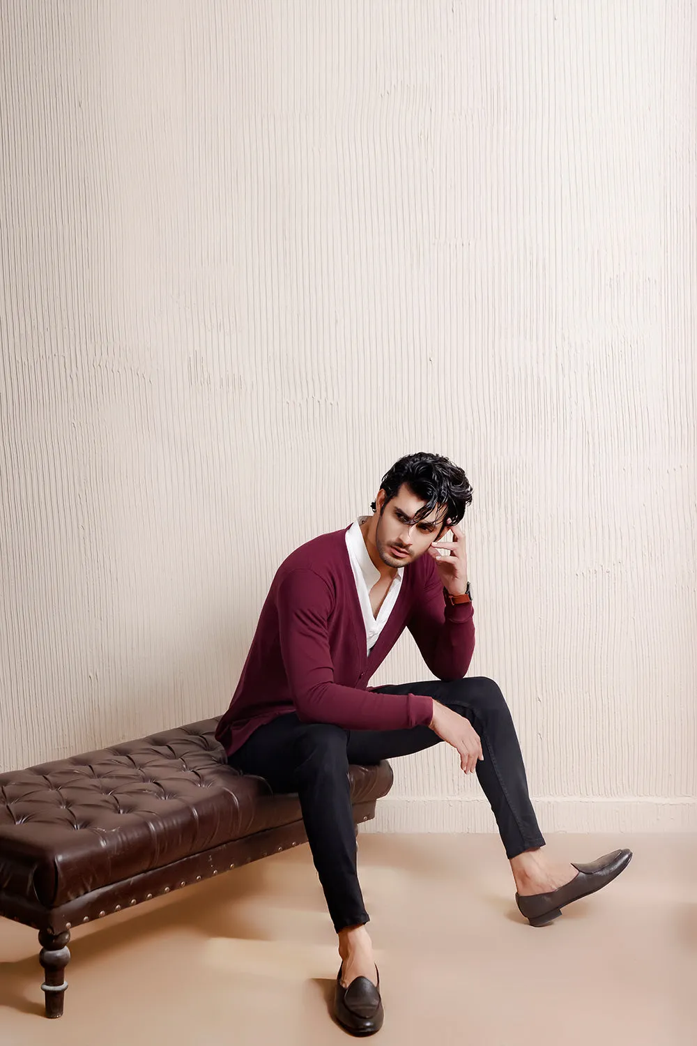 Maroon Basic Cardigan