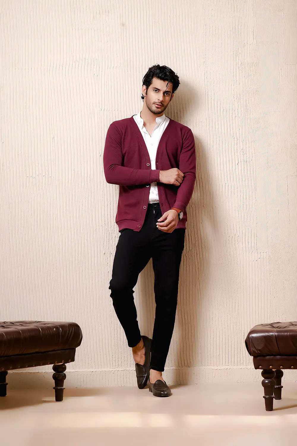 Maroon Basic Cardigan